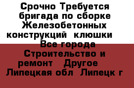 Срочно Требуется бригада по сборке Железобетонных конструкций (клюшки).  - Все города Строительство и ремонт » Другое   . Липецкая обл.,Липецк г.